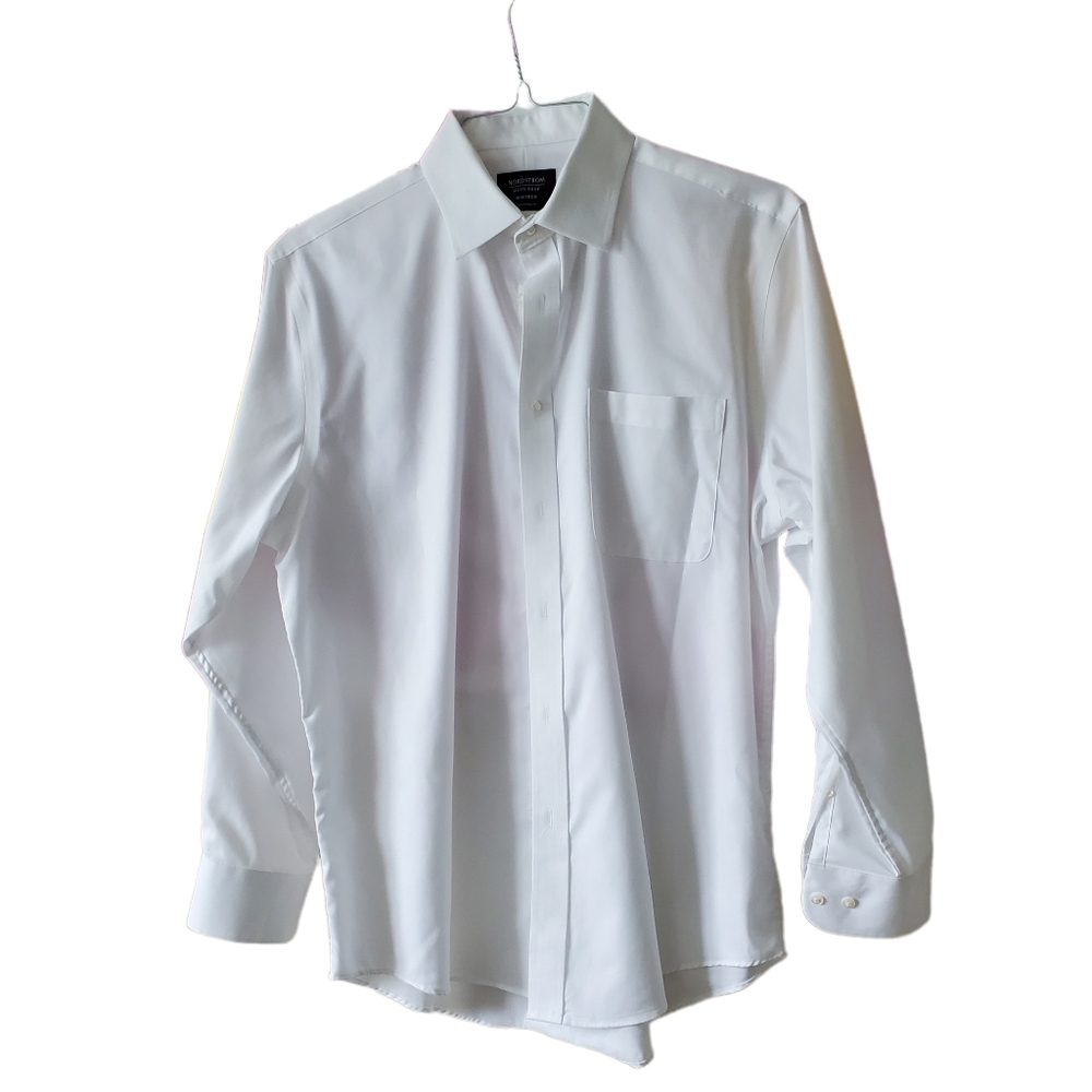 Nordstrom Non-Iron White Dress Shirt Traditional Fit 15 1/2 32-33